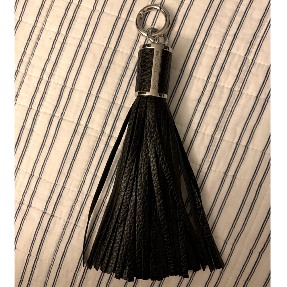 Michael Kors Black Leather Tassle Keychain